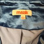 Mazik Women's L Blue Velvet Blazer Two Button Oversized Fit Jacket Size L Photo 5