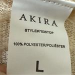 Akira Beige Shaggy Fringe Lace Ribbon Mock
Neck Long Sleeve Crop Top Size L Photo 6