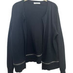 Sandro Women's Black Open Front Long Sleeve Knit Wool Cardigan Sweater Size 2 Photo 0