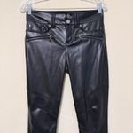 Alice + Olivia  Cammy Vegan Leather Moto Pants Ultra Low Rise Black Size 2 Grunge Photo 4