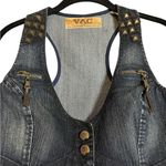 Nine West Vintage  Denim Vest Crop Top Studded Y2K Western Festival Size XS Photo 3