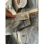 BOOMBOOM Size M Embroidered Jean Jacket Light Denim Pom Tassel Southwestern Boho Blue Size M Photo 3