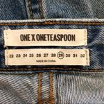 One Teaspoon ONE X Le Cat Distressed Denim Mini Skirt Photo 4