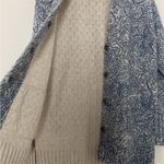 J.Jill Pure Jill Textured Paisley Sweater Coat Cotton Blend Blue Snap Front SP Photo 9