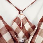 Free People NEW  Via Gingham Cotton Seersucker Sundress Brown Photo 12