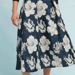 Anthropologie Eva Franco Navy And White Floral Jacquard Skirt  Photo 1
