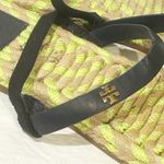 Tory Burch  Two-band Flat Espadrille Green Neon Brown Leather Sandals Size 7 Photo 3