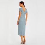 Mac Duggal  Size 6 Blue Beaded Empire Waist Column Midi Cocktail Dress 93649 NWT Photo 1