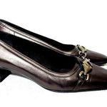 Stuart Weitzman Shoes brass buckle pumps bronze Vintage Womens sz 5M Spain Photo 0