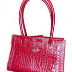 Liz Claiborne Liz Clairborne red faux crocodile leather shoulder bag with bow detail Photo 0