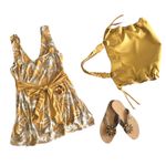 Come Como ❁ Printed Plunging V Neck Tunic Cami Tank ❁ Goldenrod + Ivory ❁ Large Photo 11