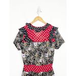 Vintage Diane Freis Floral Polka Dot Midi Dress Maximalist Lightweight Ruffle Black Size M Photo 10
