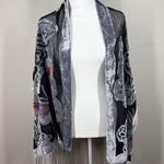Unbranded Velvet Burnout Butterfly Scarf Boho Fairy Whimsigoth Fringe Gray Photo 2