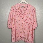 Zoe California Women L Pink Fruit Berry Shirt Short Sleeve Button Front Summer Size L Photo 0