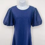 Free People Apricot Rose Eyelet Puff Sleeve Ribbon Bow Tie Back Mini Dress Blue Photo 10