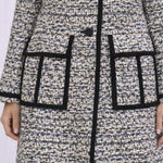 Nanette Lepore  Tweed Coat Womens 2 Cream Black Designer Classic Parisian Chic Photo 0
