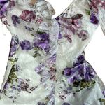 For Love & Lemons Revolve Wildflower Foil Lace Mini Dress in Lavender Sz small Photo 9