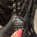 POL  crushed velvet embroidered swing dress, black, mock corset back , sz M Photo 14