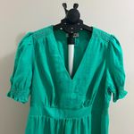 NWOT Boden Linen Aquamarine Green Ruffles Dress Size 4 Knee Length Photo 2