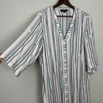 Club Z Collection Shirt Dress Cover Up Womens XL Metallic Stripes Beach Travel White Photo 5