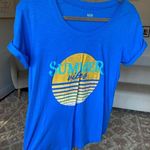 a.n.a  Summer Vibes Graphic Tee Blue Casual Lightweight Scoop Neck Beach Sport Photo 0