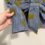 ZARA  Blue Green Big Spotty Print Bow Long Sleeve Blouse Size XS Photo 4