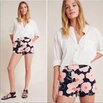 Anthropologie Black & Pink Floral Print Georgie Shorts 10 Photo 1