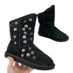 Australia Luxe Angel Classic Short Black Studded Sheepskin Fur Women Boot US 6 Photo 0