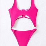 NWT Cut Out Hot Pink Zip Front One Piece Swimsuit Size XL Photo 1