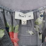 Love j  Gray Floral Short Sleeve Checker Houndstooth Knee Length Plus Dress 1X Photo 5