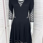 Free People To The Point Lace Cutouts Stretch Skater Dress Black Small Gothic Photo 0