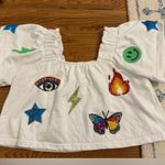 QUEEN OF SPARKLES Icon Flutter Top Sequin Size Small White Photo 0