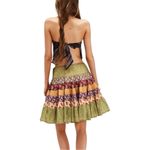 Free People NWT  Many Layers Printed Skirt Full Flowy Boho Scarf Stripes Earthy M Photo 2