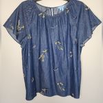 Draper James  Embroidered Chambray Swing Top in Dark Wash Photo 1