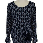 Fresh Produce  Blue Geometric Print Long Sleeve Top OS Made In USA Casual Photo 0