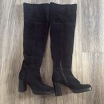 Free People  Black Over the Knee Boots Leather Heeled platform Photo 3