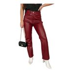 Judy Blue  High Rise Tummy Control Faux Leather Pants‎ Red Women Size 9/29 NWT Photo 2