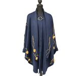 Vintage Wool Cape Zlata Navy Wool Blend Cape with Fur Detail, One Size EUC Blue Photo 10