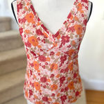 Ann Taylor Vintage Y2K Silk Pink Orange Babydoll Sleeveless V-neck Blouse Photo 0