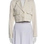 Jason Wu NWT $325  Cropped Pinstripe Women's Blazer Jacket Designer Cream White M Photo 1