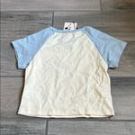 Cry Baby  Cream and Blue Women's Raglan Tee Photo 4