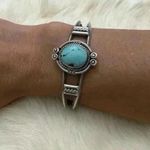Vintage Native American Sterling Silver Turquoise Cuff Bracelet Photo 2