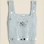 J.Crew Sky Blue Sweater Tank w/Hand-embellished Mirrors, size XL Photo 0