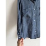 Jones New York  Women’s‎ Size 6 Linen Long Sleeve Button Up Top Blue 2 Pockets Photo 2