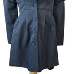 Ariella Black Collared Puff Sleeve Trench Coat Jacket Size L Photo 3