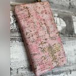 Boutique Leather Pink & metallic Gold 10”x6” wristlet. Photo 2