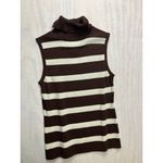 Bloomingdales Womens P M Brown White Stripe Sleeveless Turtleneck Sweater Vest Size undefined Photo 6