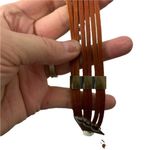 Vintage 80s boho leather metal beaded waist belt Brown Photo 2