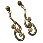 Vintage Gold Plated Rhinestone Women’s Dangle Earrings For Pierced Ears Photo 0