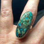 Copper Chrysocolla Silver Ring Size 8 Blue Photo 2